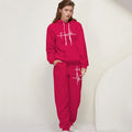 Women's Casual Tracksuit 2pcs Set Hoodie and Sweatpants Faith Printed Sportswear High Quality Ladies Home Outdoor Fashion Outfit