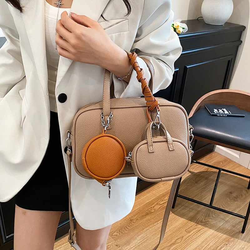 Casual Handbag 3-IN-1 Fashion Brand Messenger Bags for Women Pu Leather Crossbody Bag Lady Totes Large Capacity Travel Bag