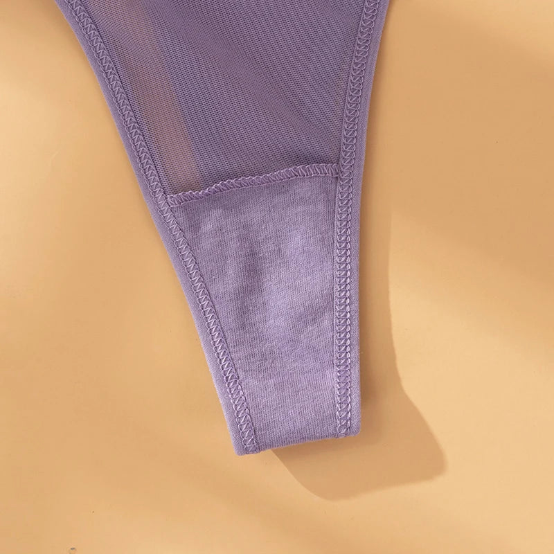 Women's Lace Mesh G-string Sexy Panties Low Waist Underwear Thongs Lingerie Femme Hollow Out Perspective Fashion Panties