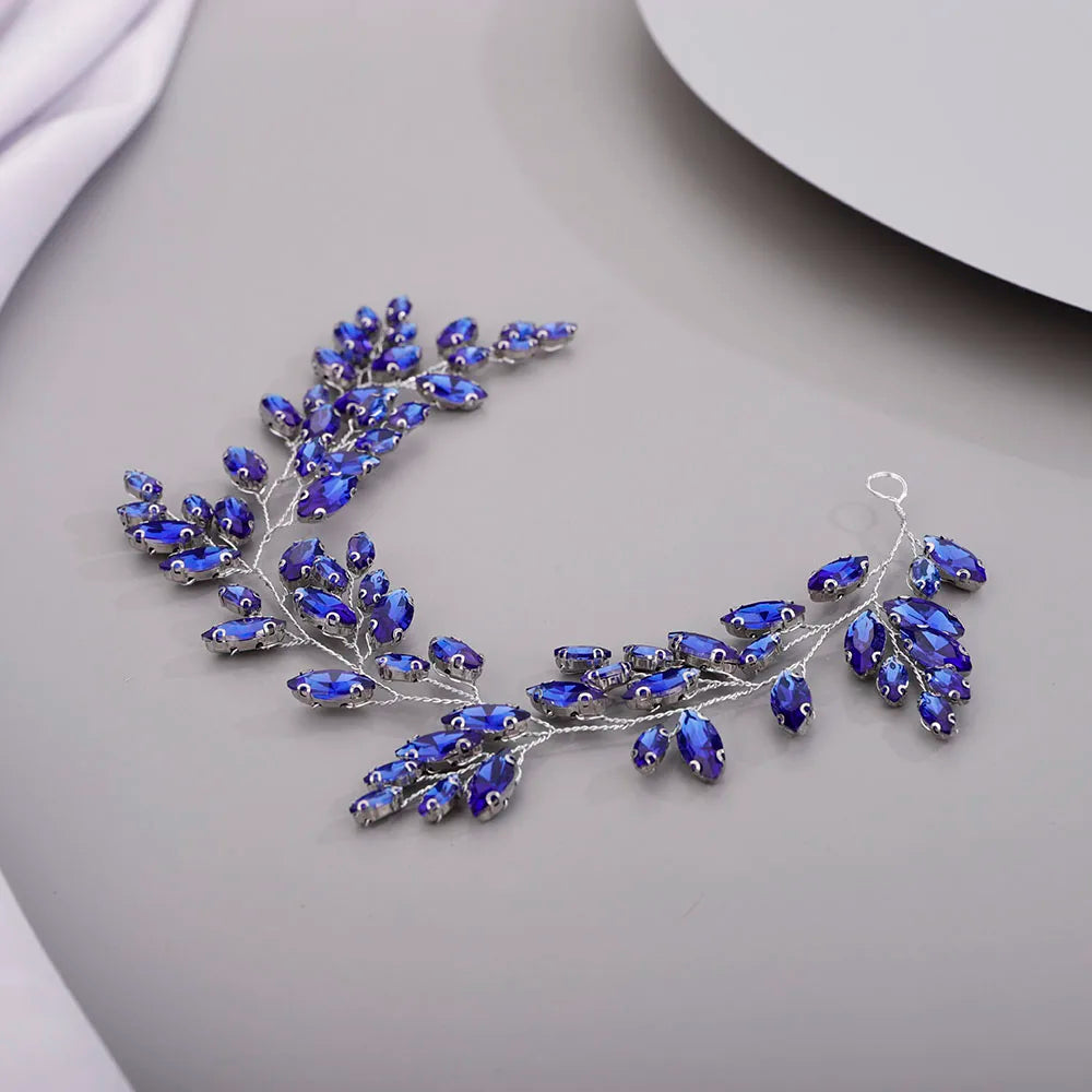 Gold Wedding Head Jewelry Red Bridesmaid Headpieces Blue Handmade Rhinestone Headband Bridal Hair Accessories Tiaras For Women