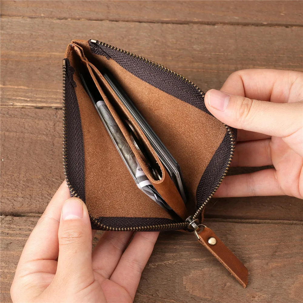 Japan Style 100% Genuine Leather Men Wallet Small Mini Card Holder Male Wallet Pocket Purse Wallet for Men Brown High Quality