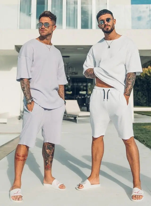 Fashion Men's T Shirt Shorts Set 3D Fun Printed Sportswear Two Piece Summer Oversized Men's Clothing Casual Hip Hop Streetwear