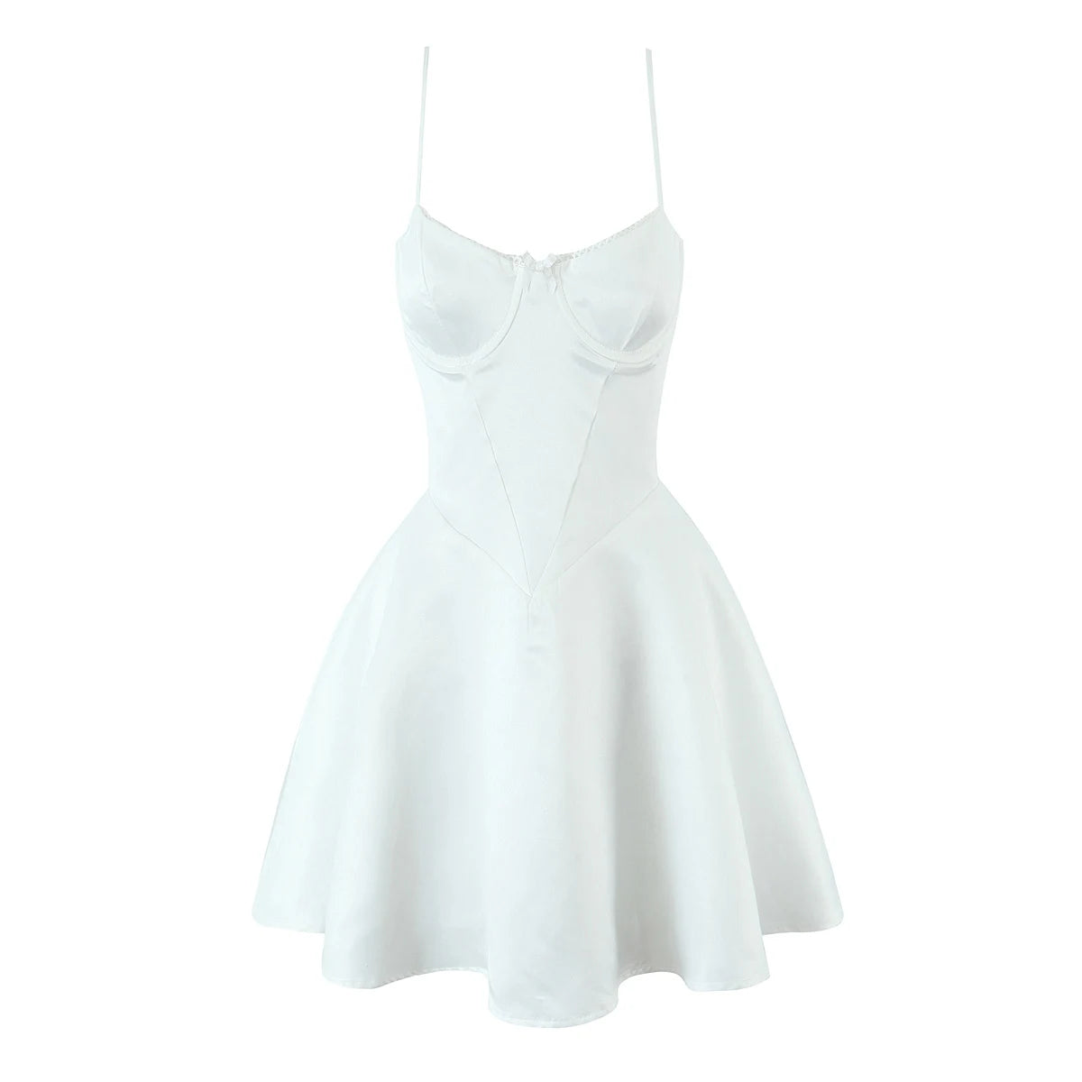 2025 Sexy White Wire Bra Corset Style Satin Sling Dress Women Slim Fit Low Waist Short Ball Gown Swing Dresses Femme Robe Red
