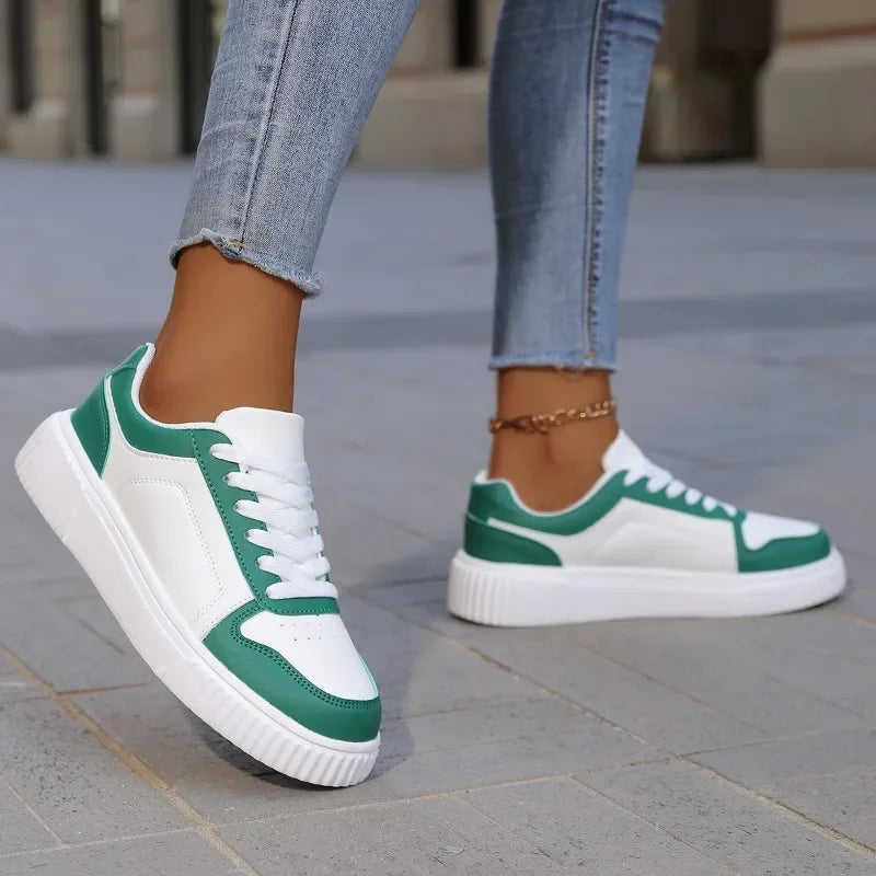 YRZL Women's Shoes Casual Vulcanize Shoes Ladies Classical Flats Walking Women's Sneakers Female PU Leather Sports Shoes Woman