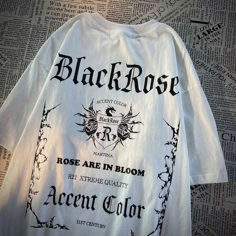 American Version Vintage Fashion Letter Printing Couple T-shirt Baju Vintage Plus Size Lengan Pendek Clothes Loose Shirt Top