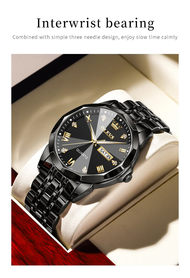 OLEVS 9931 Watch For Men Women Roman Scale Quartz Couple Watch Rhombus Mirror Auto Date Wristwatch Luxury Waterproof Hand Clock