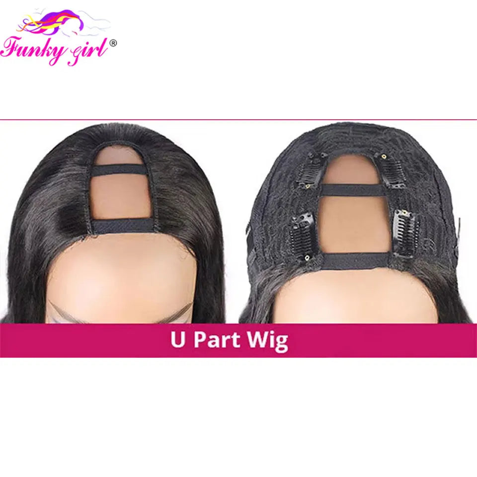 Brazilian Straight U Part Wig Human Hair 30Inch Natural Black Color Bone Straight Human Hair Upart Wig For Women