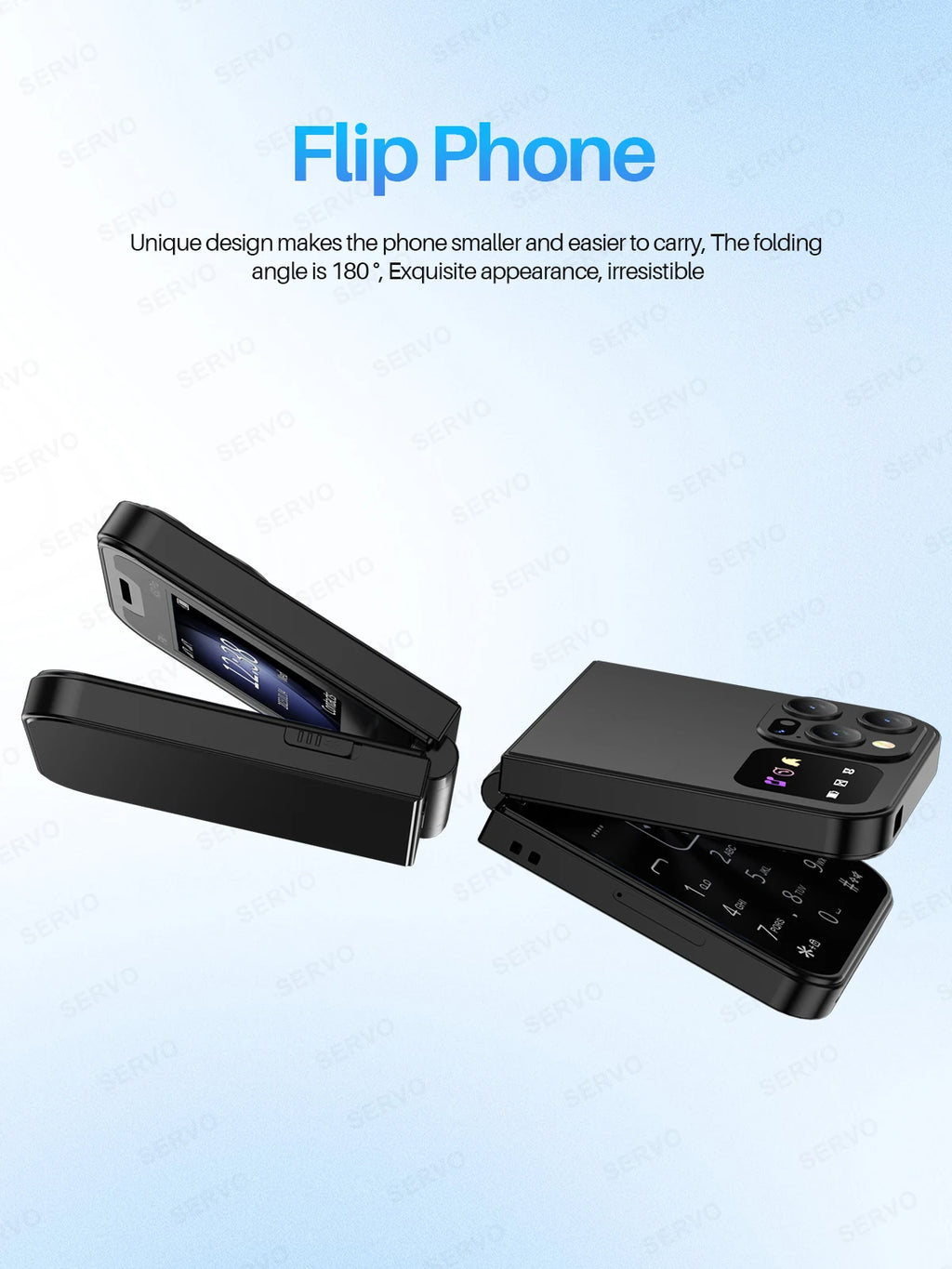 SERVO A50 PRO Flip Mobile Phone 2G GSM 2.4" Display Auto Call Recorder Speed Dial 2 SIMs Foldable Telephones Official Authentic