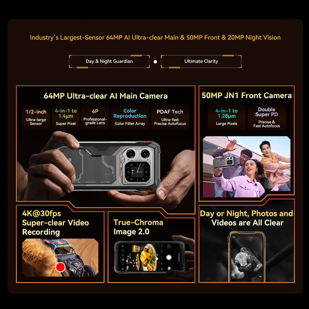 Blackview XPLORE 1 Outdoor Mobile Phone, 5G Waterproof Rugged Smartphone Android 15, 6.78'' 2.4K Display, 16GB+512GB, 20000mAh