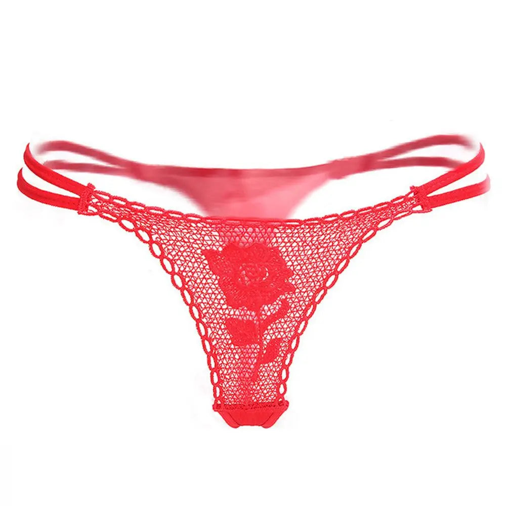 New lady Sexy G String Women's Panties Red  Thongs Ladies Roses Lace Lingerie Women's Underwear