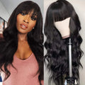 Wear Go Glueless Loose Body Wave Human Hair Wig With Bangs Full Machine Made With Bangs Brazilian Body Wave Wig Cheap On Sale