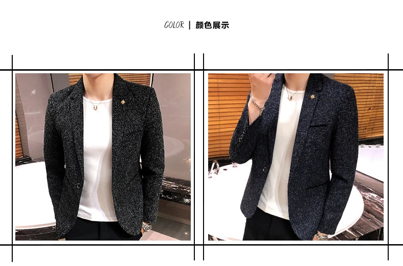 Men's Retro Casual Suit Jacket Blazers Business Formal Linen Suit Jacket High-quality Club Dress Formal Jacket Plus Size 4XL-M
