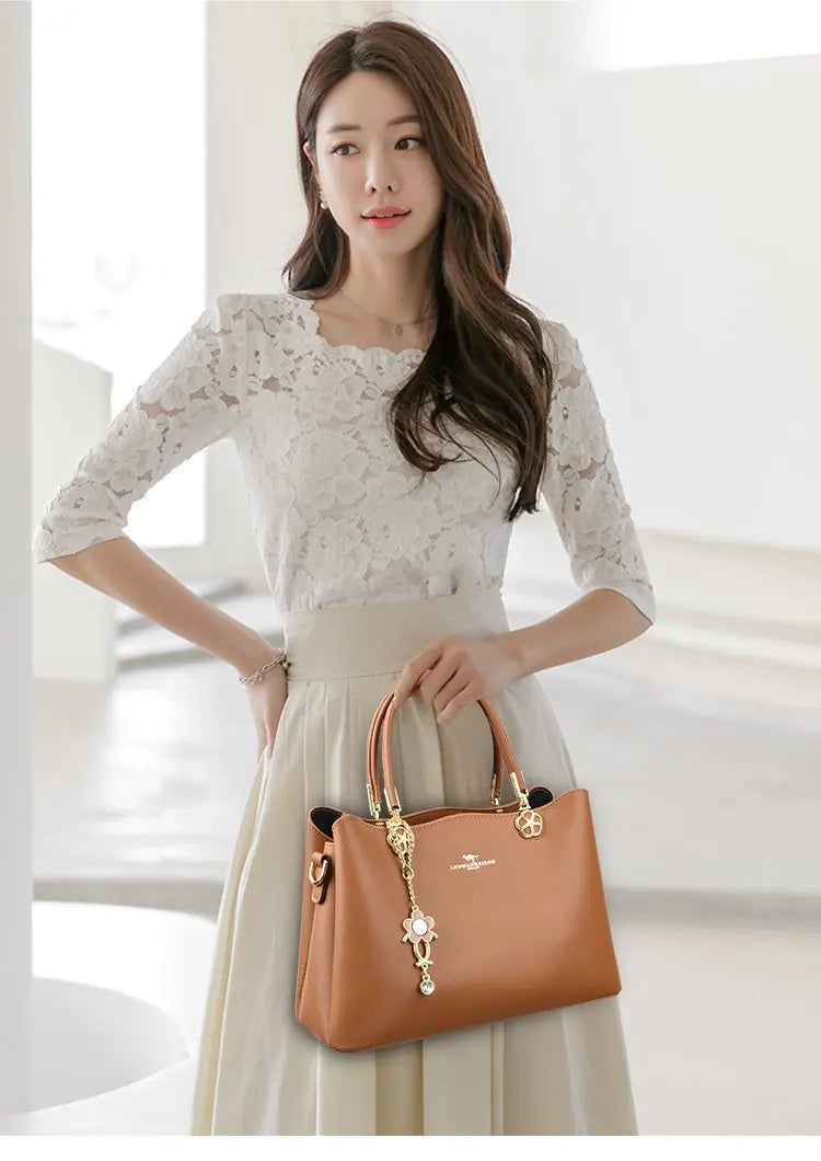 Unique Solid Color Retro Diaper Bag Luxury Crossbody Handbag For Women Chic Leather Shoulder Tote Purse
