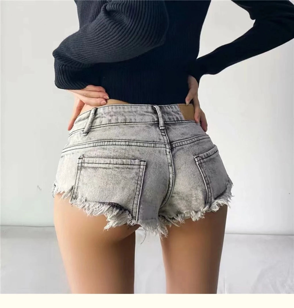 TVVOVVIN American Slim Sexy Versatile Women Spicy Girls Super Low Waist Super Short Tassels Denim Shorts Hot Women PY8E