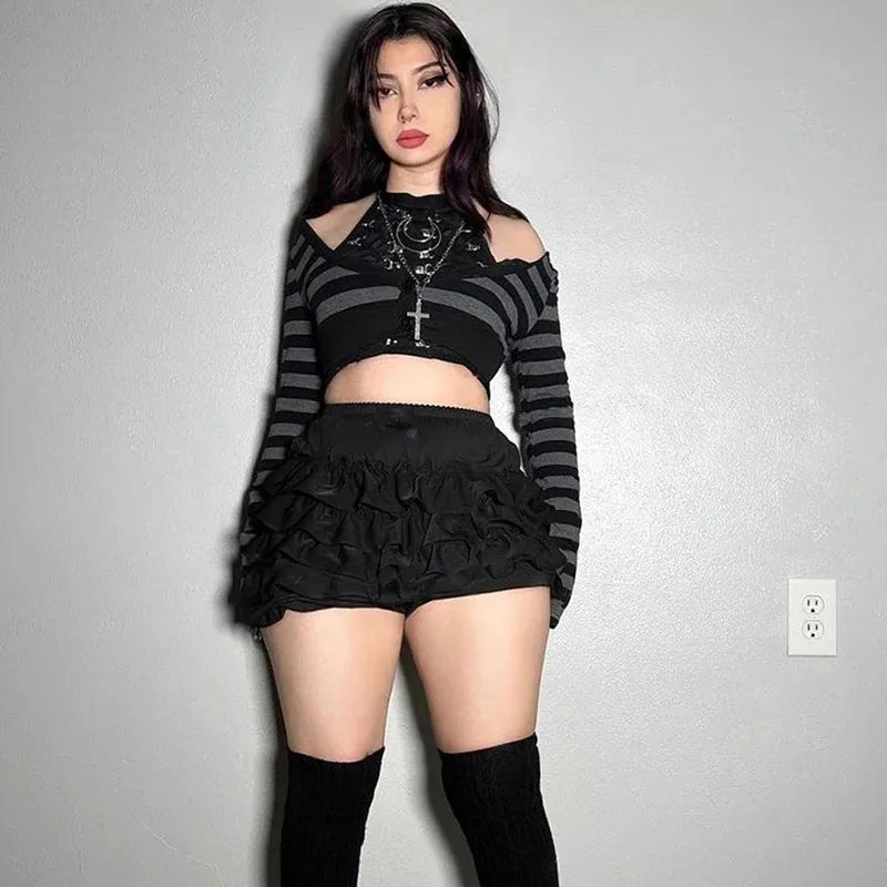 Hotsweet Shorts Women Aesthetic Y2k E-girl Cute Sweet Fairycore Grunge Lace Bow Patchwork High Waist Shorts