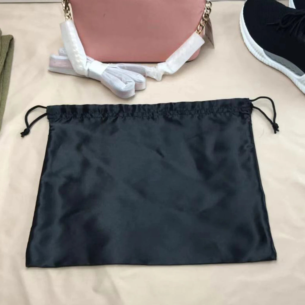 Black High Quality Smooth Storage Bag Dust Bag Bundle Drawstring Bag Environmental Protection Storage Bag Silk Satin Cloth