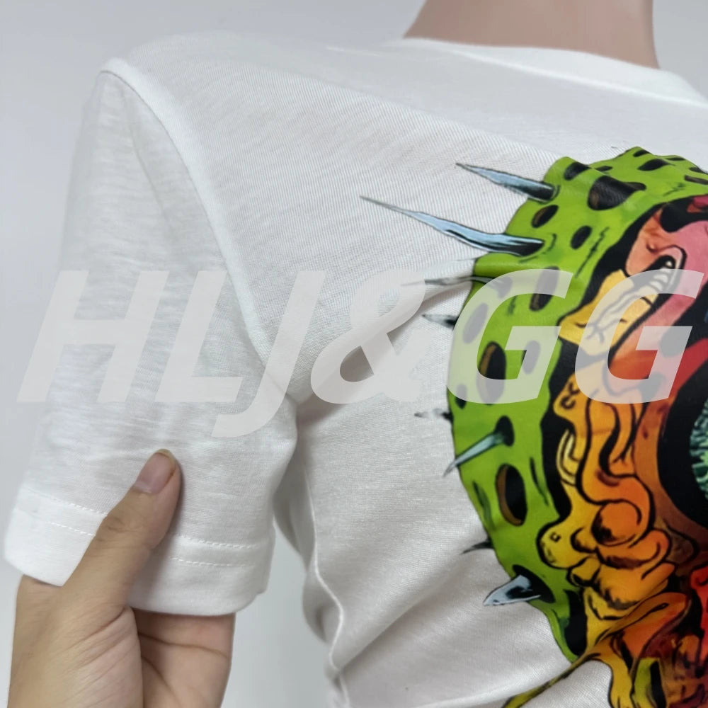 HLJ&GG Y2K Streetwear Women Pattern Printing Round Neck Short Sleeve Tshirt And Mini Skirts Two Piece Sets Fashion 2pcs Outfits