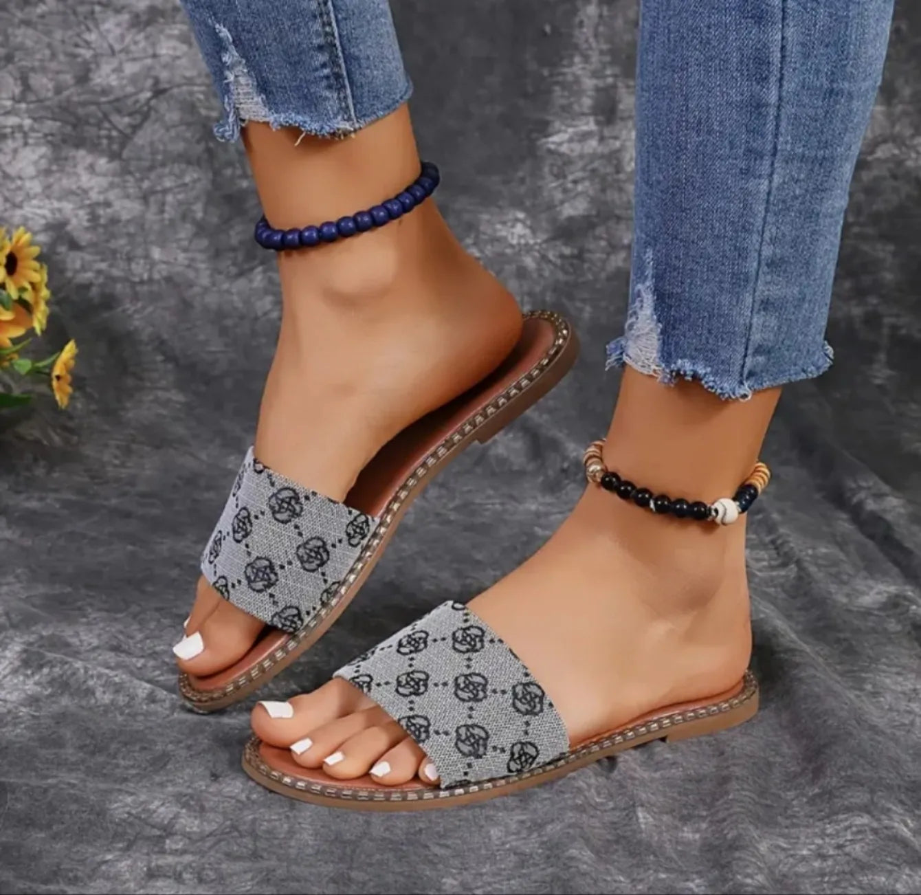 Denim Slippers for Women Shoes Flat Sandals Peep Toe Ladies Casual Slides Female Beach Slippers Flat Shoes Woman Luxury Sandals