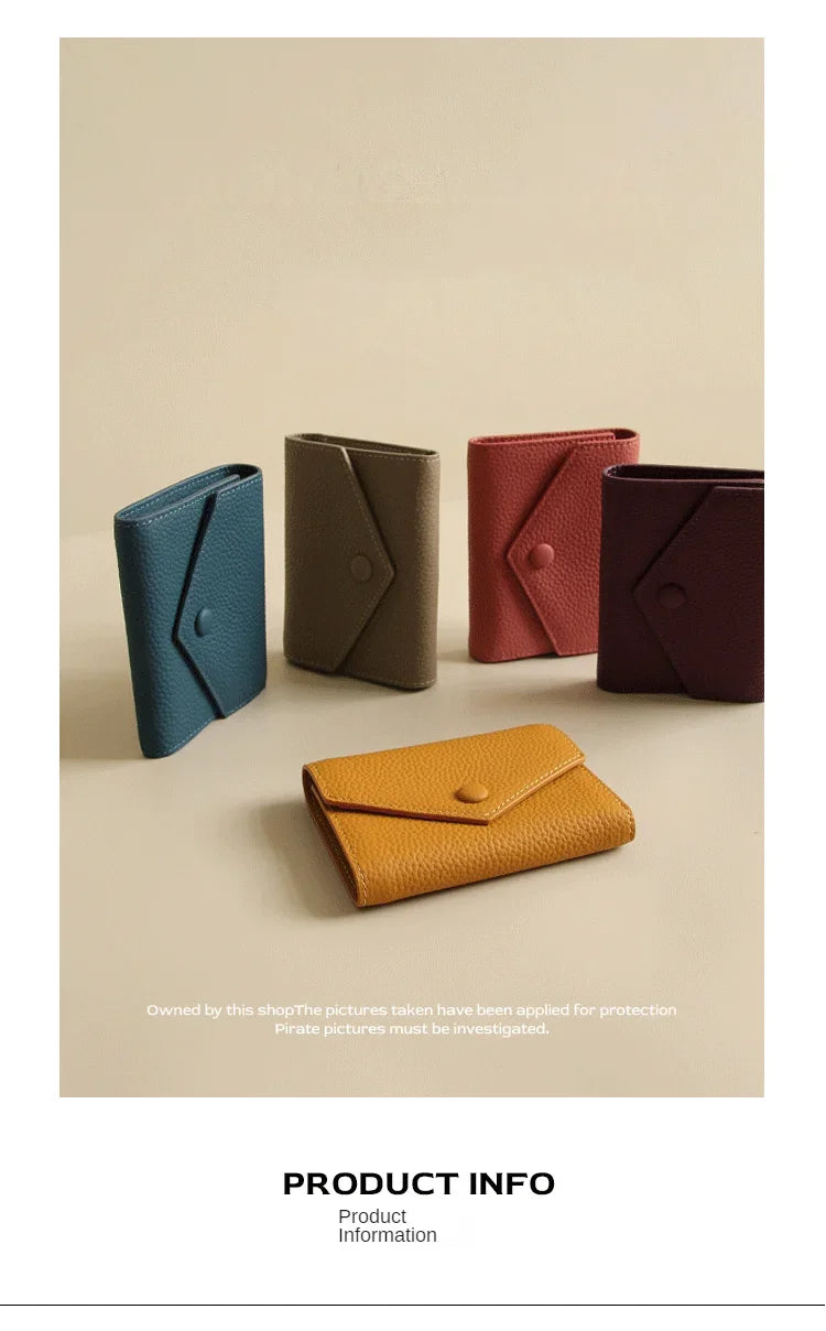 New PU Leather Small For Women Wallet Luxury Envelope Card Holder Brand Designer Multipurpose Zip Coin Cowhide Short Purse 2026
