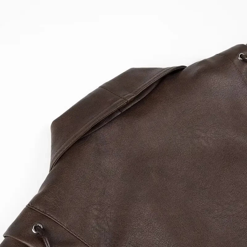 Oligai Spring Women's Casual Faux Leather Jacket Coat for 2025 Stunning PU Jacket Blouse for High Street
