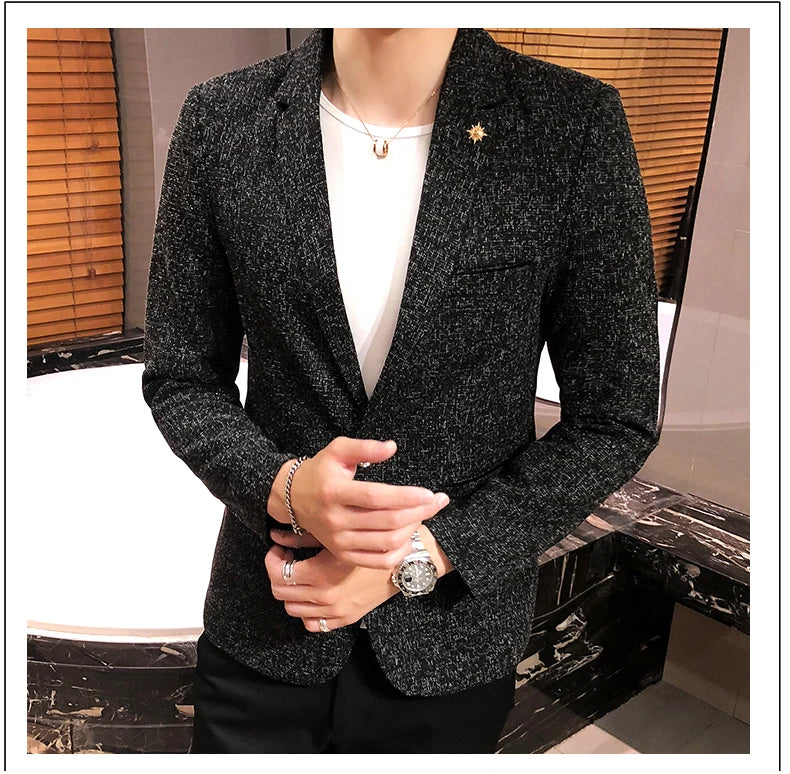 Men's Retro Casual Suit Jacket Blazers Business Formal Linen Suit Jacket High-quality Club Dress Formal Jacket Plus Size 4XL-M