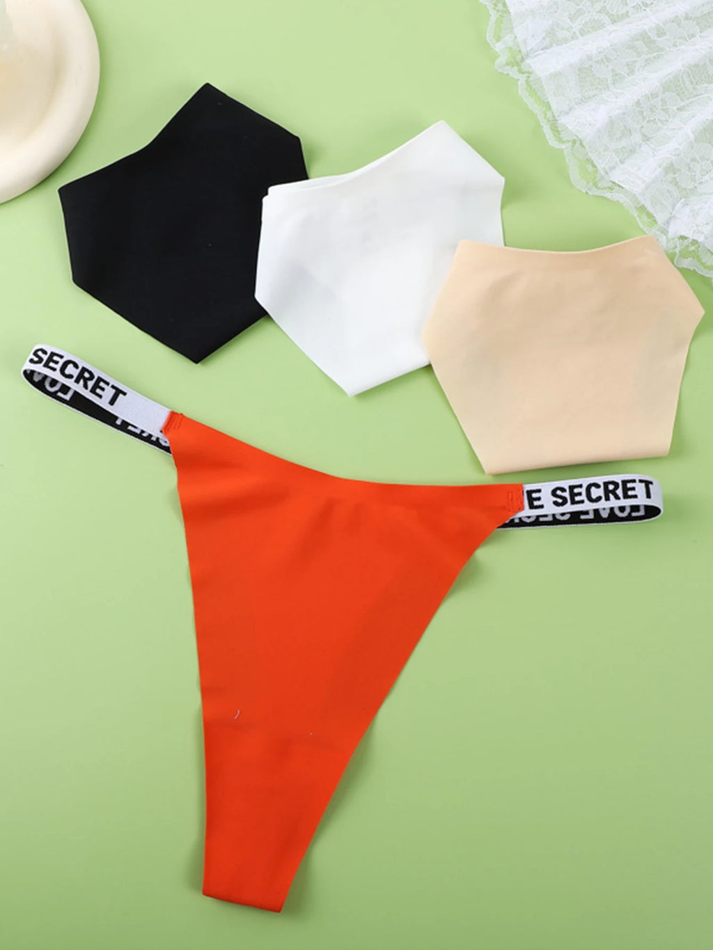 4-pack Women's Panties for Women Ice Silk Seamless Thongs Color Sexy Pure Breathable Comfortable Beautiful Mid-waist Thin Strap