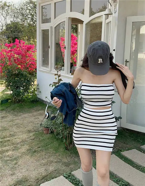 Female Outfits Mini Elegant Casual Formal Occasion Promotion Festival Short Summer Fashion 2025 Sexy Women's Two Skirt Piece Set