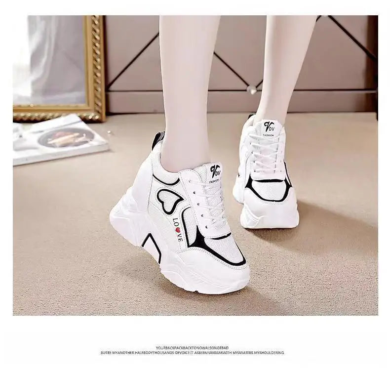 High Quality Women Platform Sneakers  Chunky Woman Casual Dad Shoes Basket Female Fashion Sport Mesh Lace Up Shoes 2024