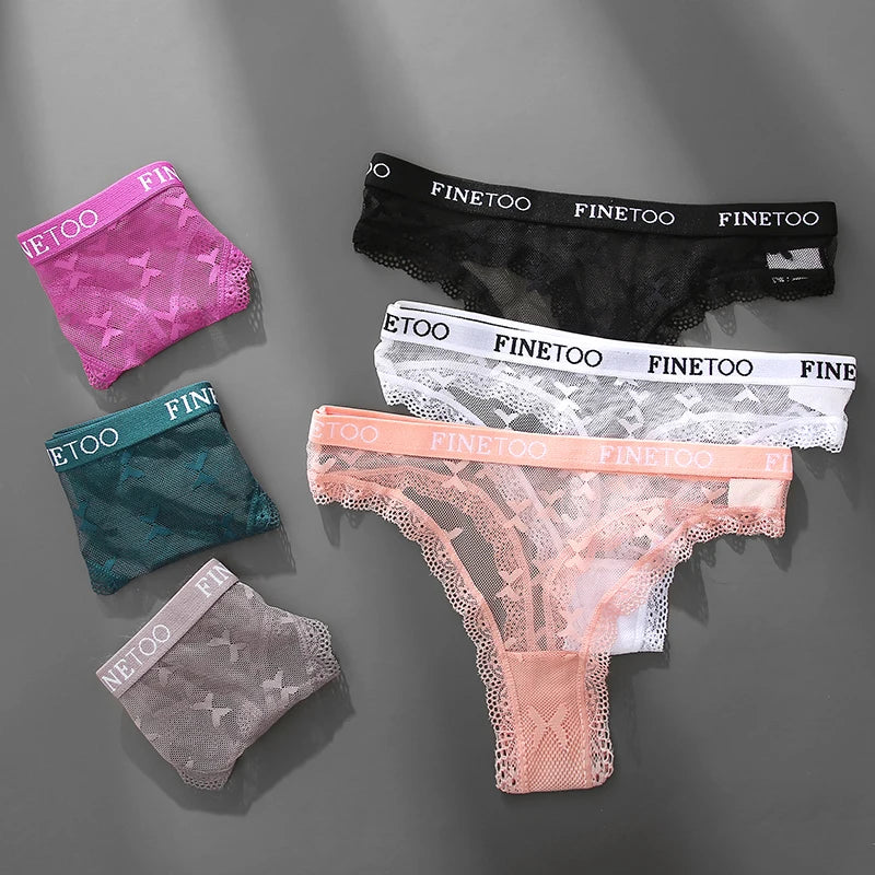 Sexy Lace Women's Thong FINETOO Perspective Thongs Women Panties Low Waist T-Back Female Underpants Soft Breathable Lingerie