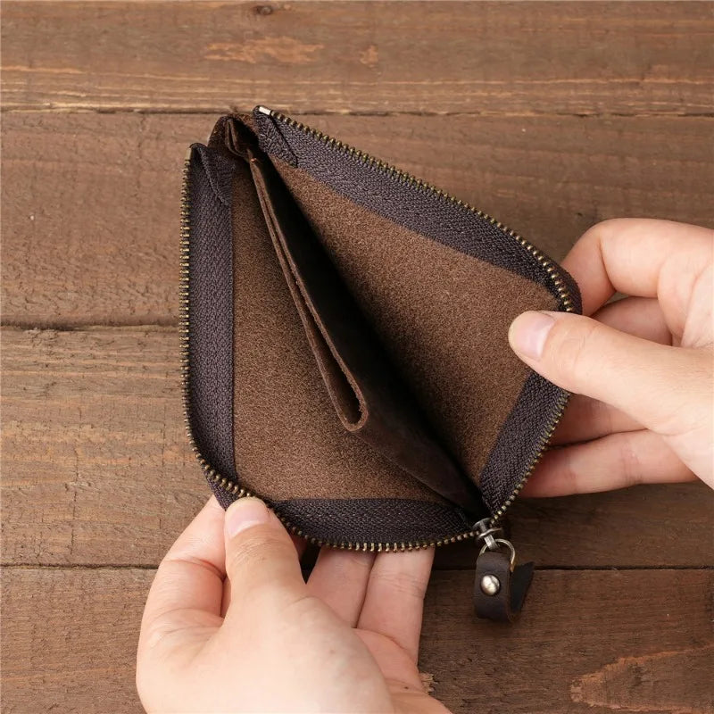 Japan Style 100% Genuine Leather Men Wallet Small Mini Card Holder Male Wallet Pocket Purse Wallet for Men Brown High Quality
