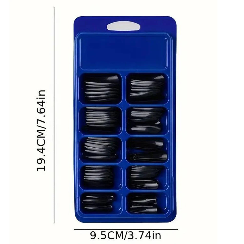 120pcs Long Coffin Press-On Nails Black Glossy Full Cover Acrylic False Nail Tips Wearable Fake Nails Tip for Manicure Extension