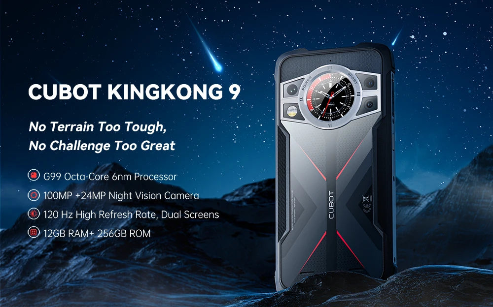 Cubot KingKong 9 Rugged Smartphone Helio G99 4G 6.58-inch 120Hz Screen 12GB+256GB 100MP 10600mAh Battery NFC Android 13