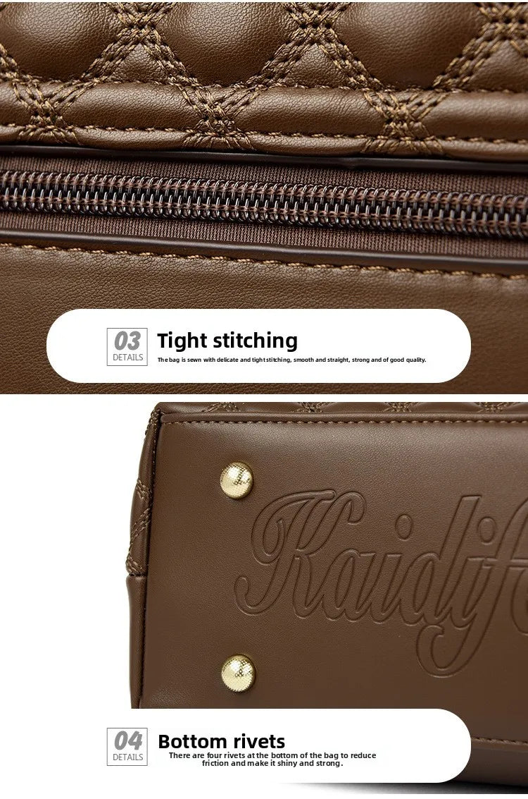 Fashionable Urban Women's Handbag 2025 Spring Season PU Material Medium Size Zipper Opening Soft Tote Bag Single Shoulder Bag