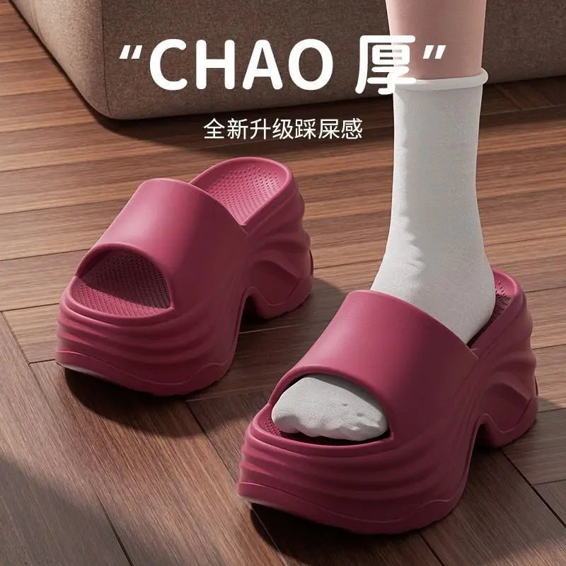 Chunky Platform Slippers for Women Summer 2026 Comfortable Wedge Heels Sandals Woman Solid Non Slip EVA Thick Sole Slides Shoes