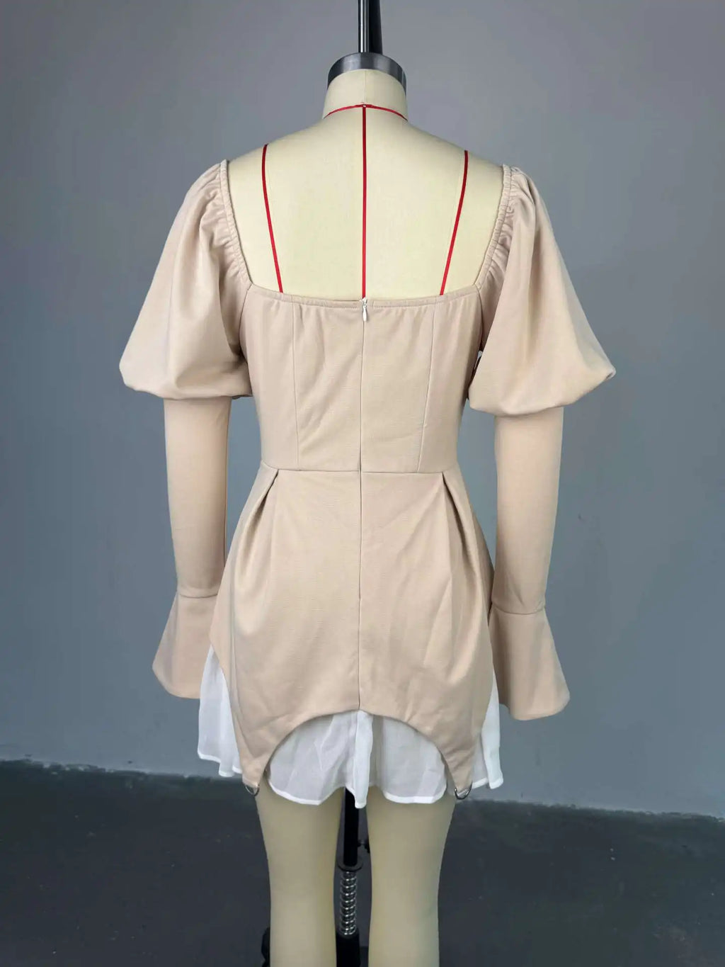 Dress Women Sexy Mini Dresses Irregular Folds Patchwork Puff Sleeve Square Collar Above Knee 2025 Summer Party A Line Vestidos