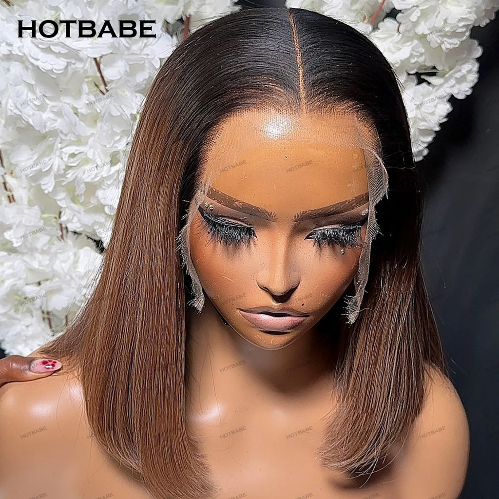 450 Density Glueless Wigs Human Hair 360/13×6/13×4 HD Lace Frontal Wig Preplucked For Women Brown Color Bob Straight Wear And Go