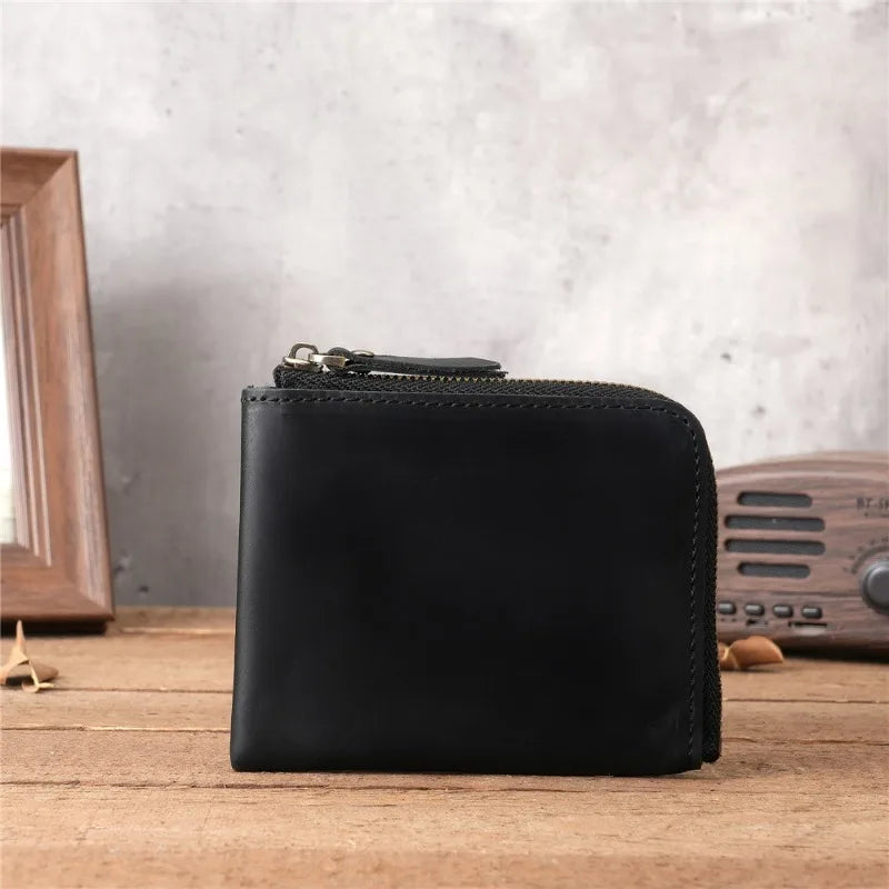 Japan Style 100% Genuine Leather Men Wallet Small Mini Card Holder Male Wallet Pocket Purse Wallet for Men Brown High Quality