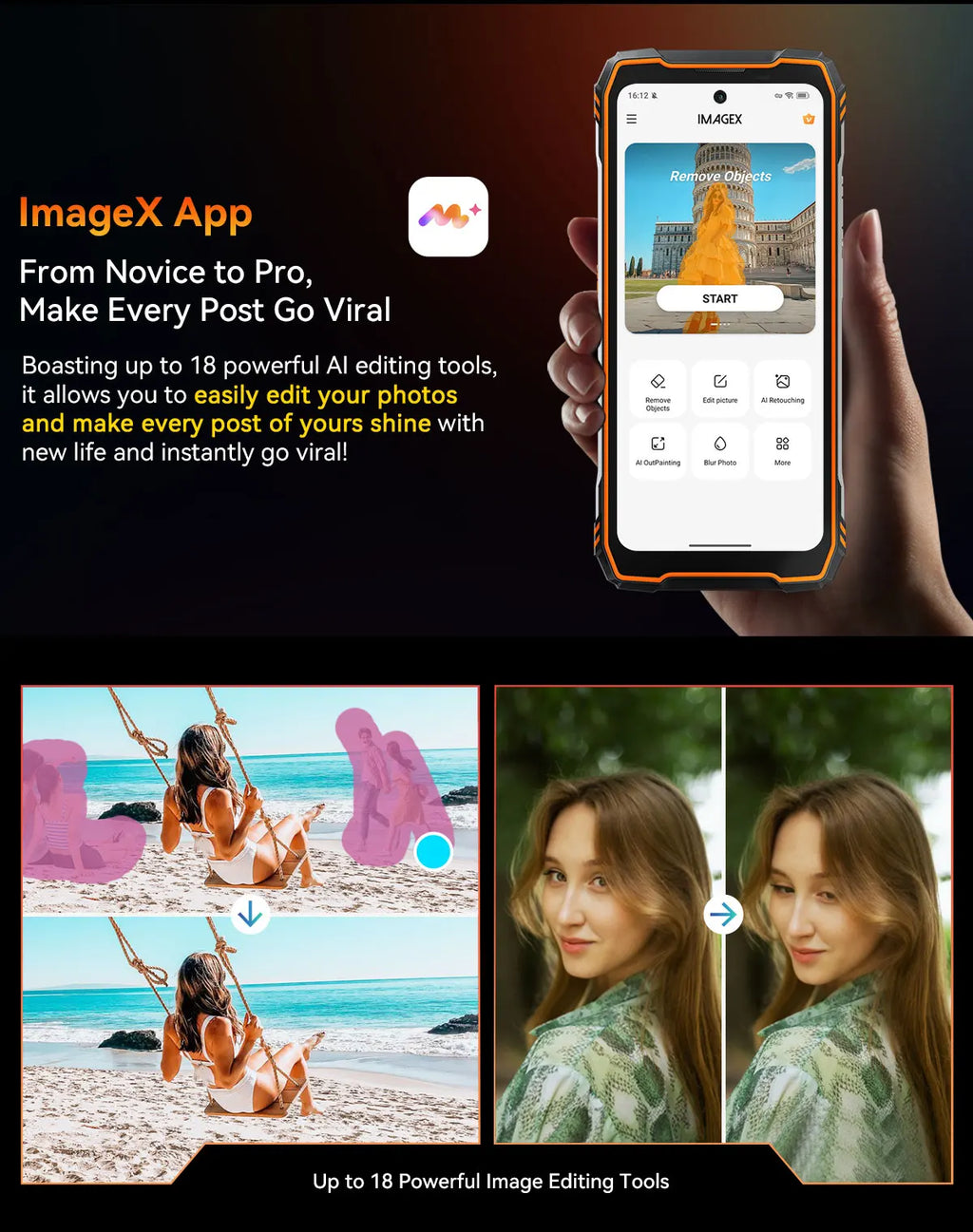 Blackview XPLORE 1 Outdoor Mobile Phone, 5G Waterproof Rugged Smartphone Android 15, 6.78'' 2.4K Display, 16GB+512GB, 20000mAh
