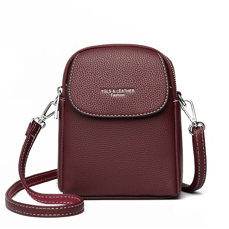 Luxury Leather Women Purse Fashion Female Handbag Brand Designer Shoulder Crossbody Bag High Quality Mobile Phone Bag Wallet