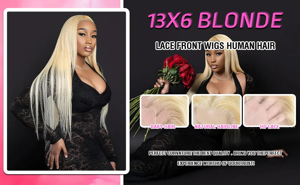 613 HD Transparent Lace Frontal Wig 13x6 Blonde Bone Straight 100% Human Hair Wigs Pre Plucked High Density Brazilian Real Hair