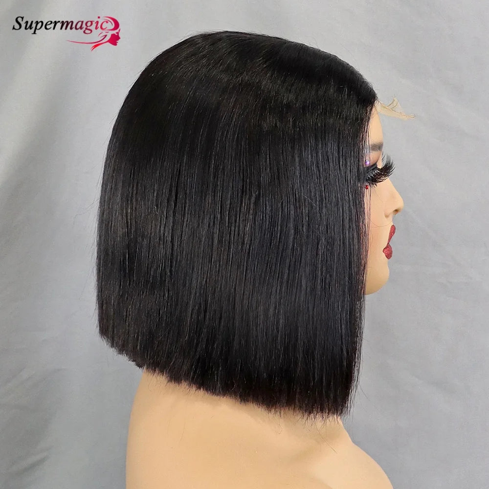 Double Drawn 2x6 HD Glueless Bone Straight Bob Wigs Raw Vietnamese Virgin Human Hair Short Chocolate Brown Bob Wigs for Women