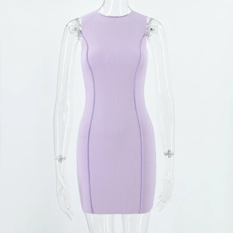 Sleeveless Bodycon Mini Dress Woman Slim Fashion Sexy Solid Vintage Party Evening Beach Kpop Cheap Clothes Short Dresses Women