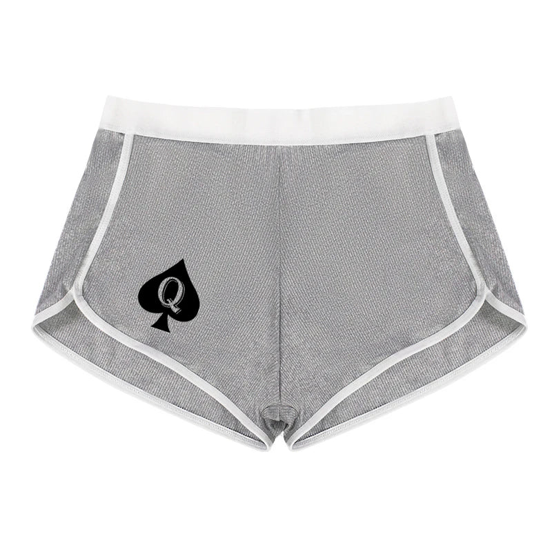 Queen of Spades Women's Sexy Boyshort Seamless Solid Color Mid-rise Women's Boxers Abdominal Lifting Hip Sports Youth Underwear