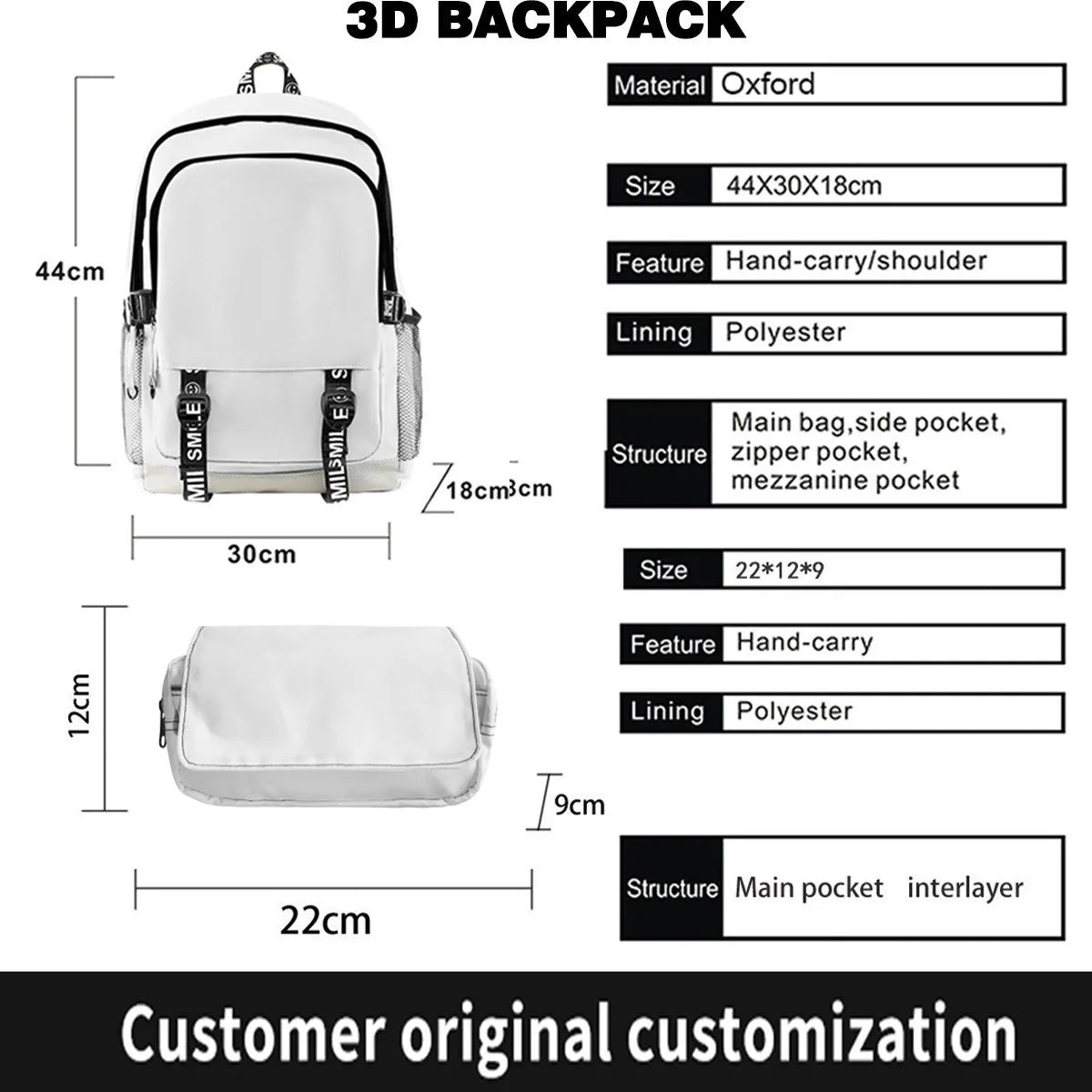 Classic Popular Geometry Dash Student School Bags Unisex 3D Printed Oxford Waterproof Notebook multifunction Travel Backpacks