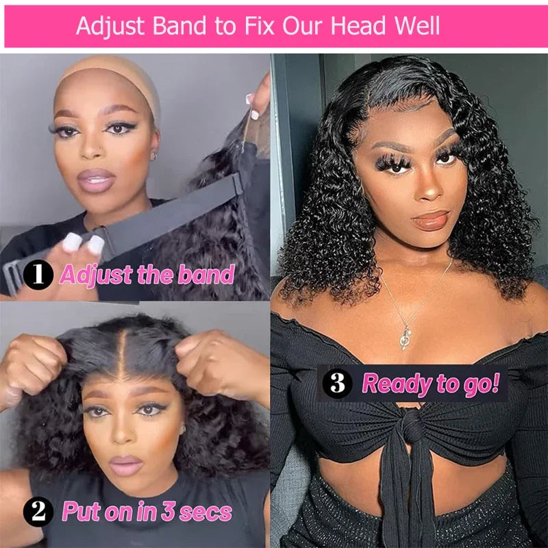 Water Wave 4x4 Glueless Bob Wigs Human Hair Brazilian Hair Wigs For Women Curly Wigs On Clearance Sale Glueless Wigs Human Hair