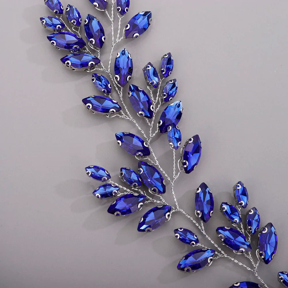 Gold Wedding Head Jewelry Red Bridesmaid Headpieces Blue Handmade Rhinestone Headband Bridal Hair Accessories Tiaras For Women