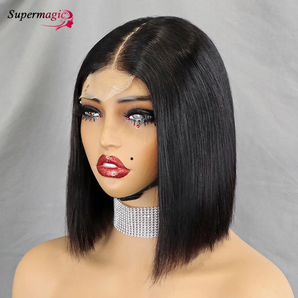 Double Drawn 2x6 HD Glueless Bone Straight Bob Wigs Raw Vietnamese Virgin Human Hair Short Chocolate Brown Bob Wigs for Women