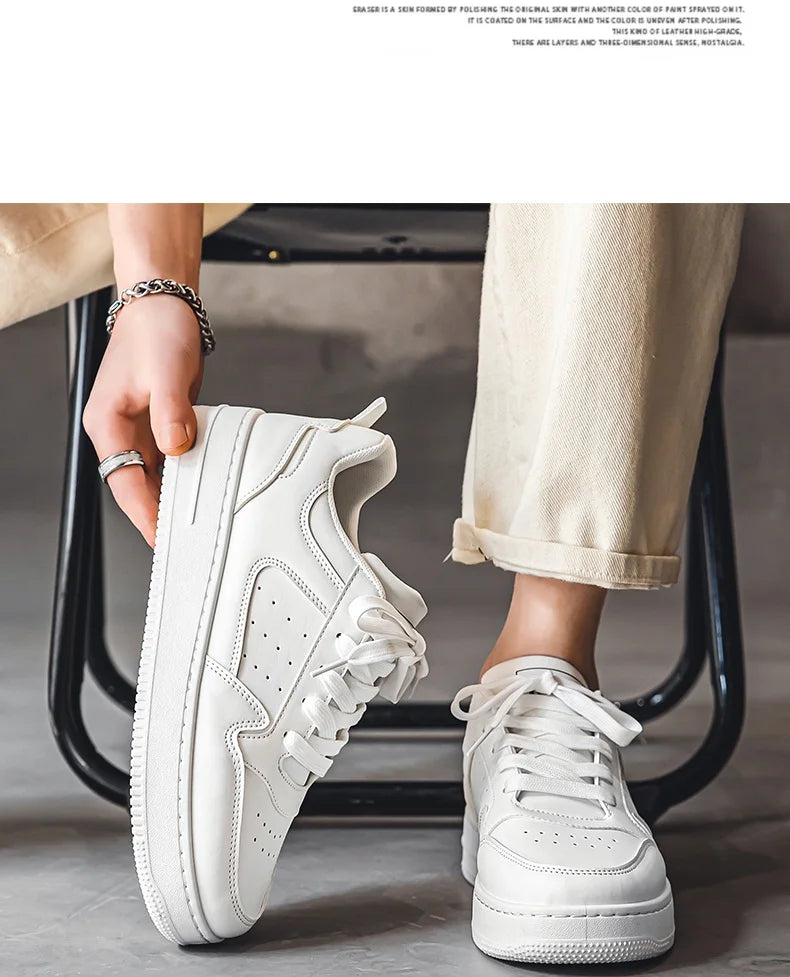 Men's New Breathable Sneakers, Versatile Thick-Soled White Sneakers, Sports Casual Sneakers, Running Shoes
