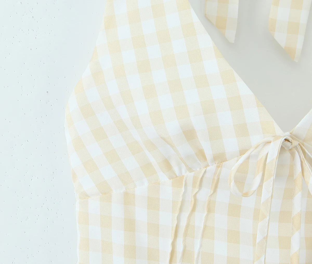 2025 Sexy Plaid Corset Style Bow Halter Sling Dress Women Lacing Up Bandage Back Slim Waist Mini Ball Gown Swing Dresses Robe