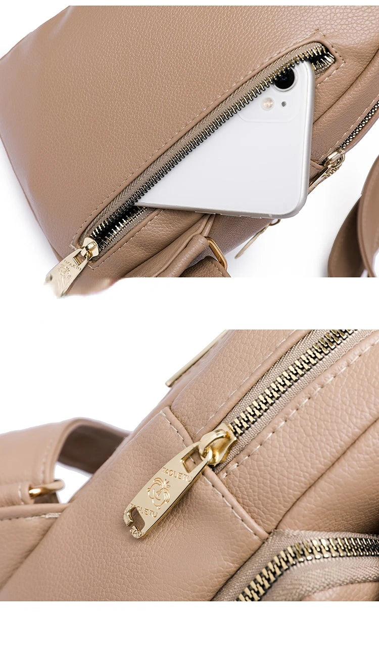 Women Bag Chest Bags Soft PU Leather New Trend Bags Female Crossbody Bag Shoulder Messenger Bags Multiple Pockets Pack Designer